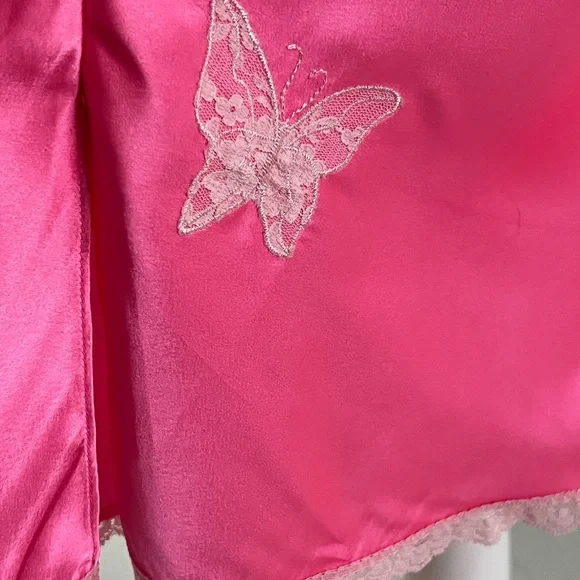 Betsey Johnson Fuchsia Satin Chemise with Lace - Picture 10 of 16